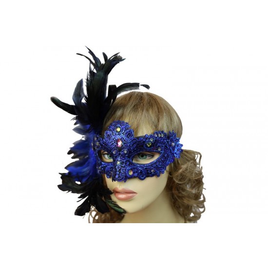 Blue Carnival Feather Mask