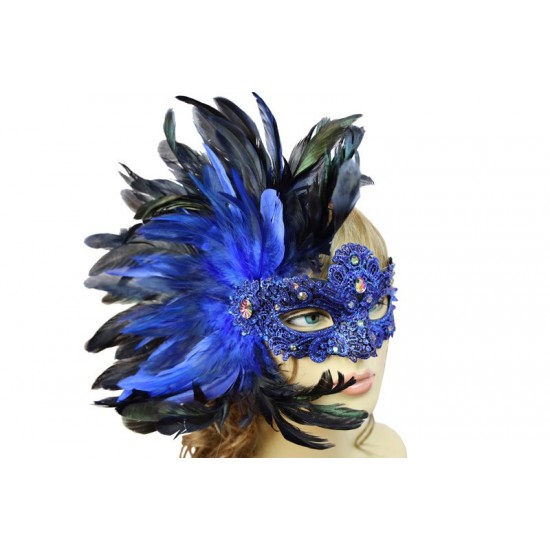 Blue Carnival Feather Mask