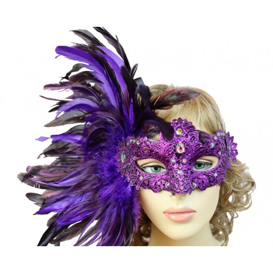 Purple Carnival Feather Mask