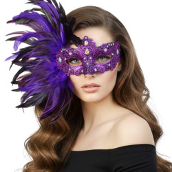 Purple Carnival Feather Mask