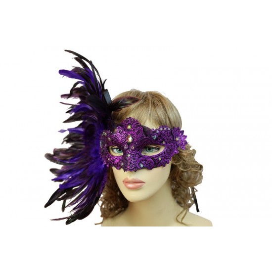 Purple Carnival Feather Mask