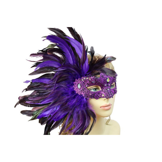 Purple Carnival Feather Mask