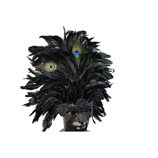 Black Carnival Feather Mask