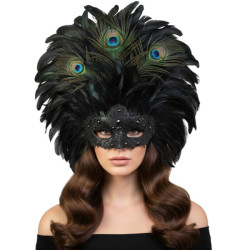 Black Carnival Feather Mask