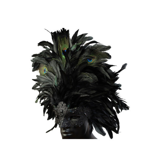 Black Carnival Feather Mask