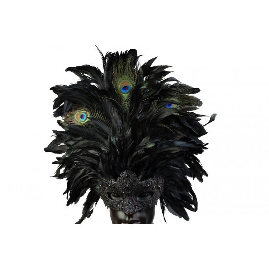 Black Carnival Feather Mask