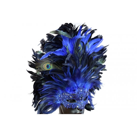 Blue Carnival Feather Mask