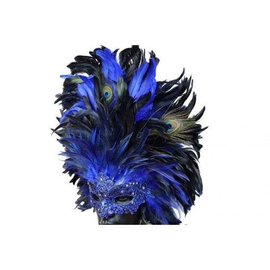Blue Carnival Feather Mask