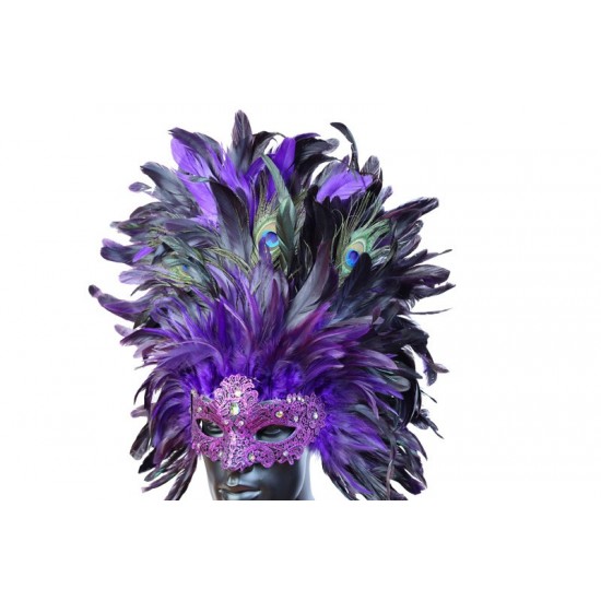 Purple Carnival Feather Mask