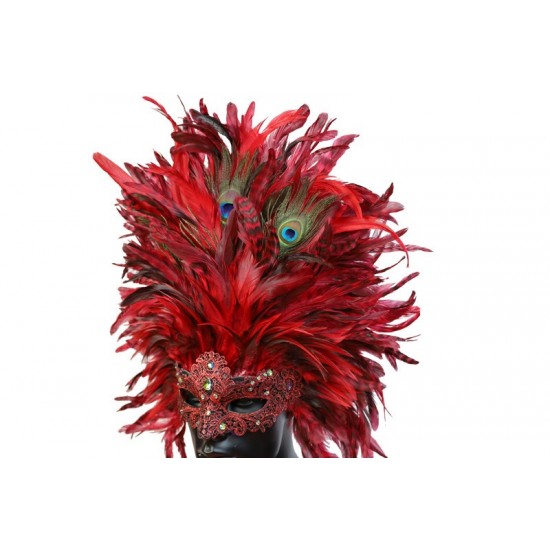 Red CarnivalFeather Mask