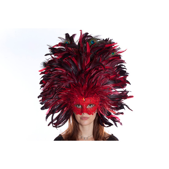 Red CarnivalFeather Mask