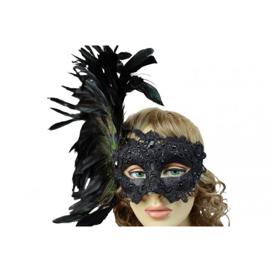 Black Carnival Feather Mask Black Carnival Feather Mask