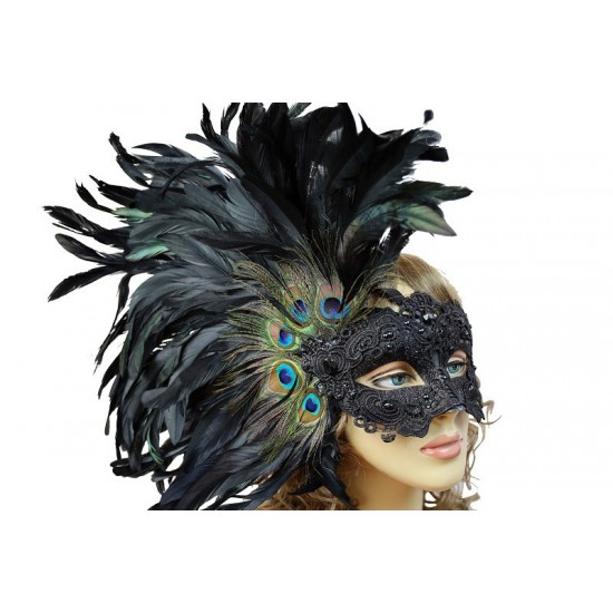 Black Carnival Feather Mask Black Carnival Feather Mask