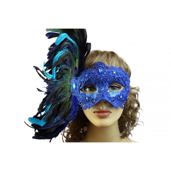 Blue Carnival Feather Mask