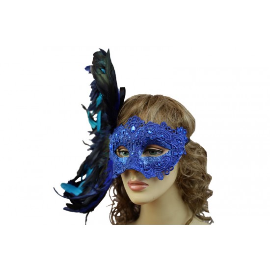 Blue Carnival Feather Mask