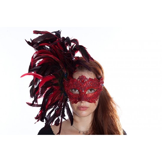 Black Carnival Feather Mask