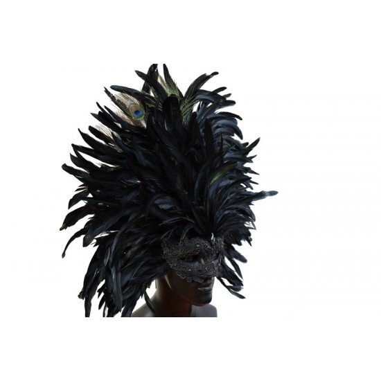 Black Carnival Feather Mask