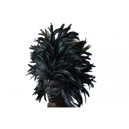 Black Carnival Feather Mask