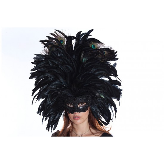 Black Carnival Feather Mask