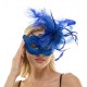 Blue Lace Fascinator Mask With Feather