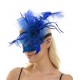 Blue Lace Fascinator Mask With Feather