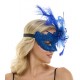 Blue Lace Fascinator Mask With Feather
