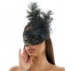Black Lace Fascinator Mask With Feather