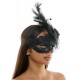 Black Lace Fascinator Mask With Feather