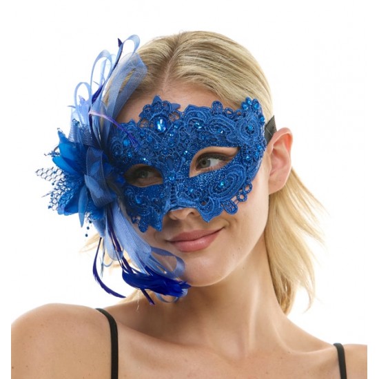Blue Lace Fascinator Mask