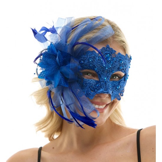 Blue Lace Fascinator Mask