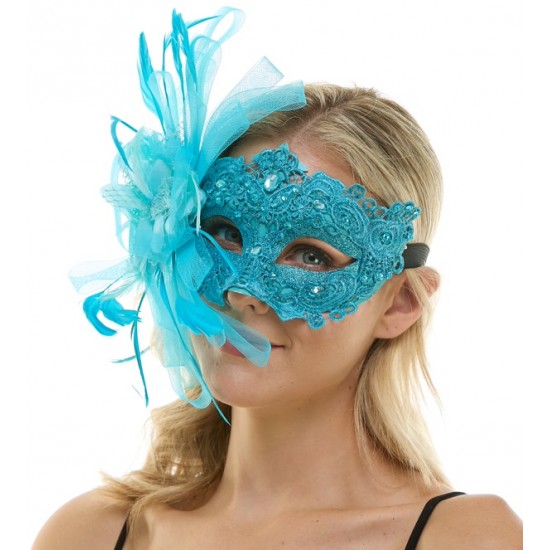 Sky Blue Lace Fascinator Mask