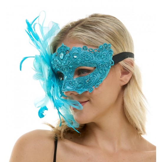Sky Blue Lace Fascinator Mask