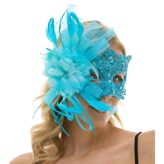 Sky Blue Lace Fascinator Mask