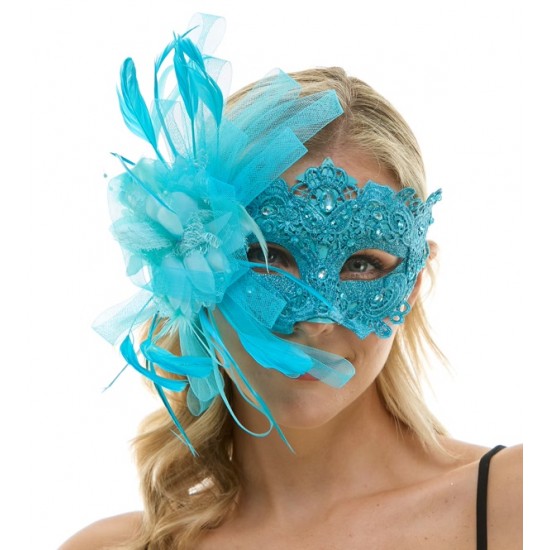 Sky Blue Lace Fascinator Mask