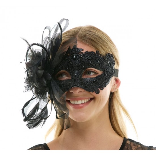 Black Fascinator Mask Black Fascinator Mask