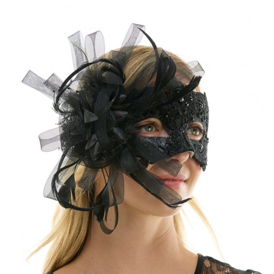 Black Fascinator Mask Black Fascinator Mask
