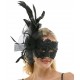 Black Lace Fascinator Mask With Feather Black Lace Fascinator Mask With Feather