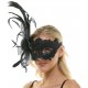 Black Lace Fascinator Mask With Feather Black Lace Fascinator Mask With Feather