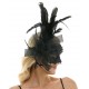 Black Lace Fascinator Mask With Feather Black Lace Fascinator Mask With Feather
