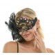 Black And Gold Gemstone Lace Fascinator Mask