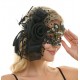 Black And Gold Gemstone Lace Fascinator Mask