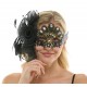 Black And Gold Gemstone Lace Fascinator Mask