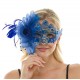 Blue Gemstone Lace Fascinator Mask Blue Gemstone Lace Fascinator Mask