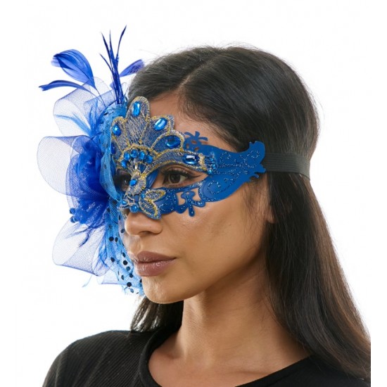 Blue Gemstone Fascinator Mask