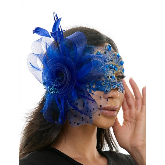 Blue Gemstone Fascinator Mask