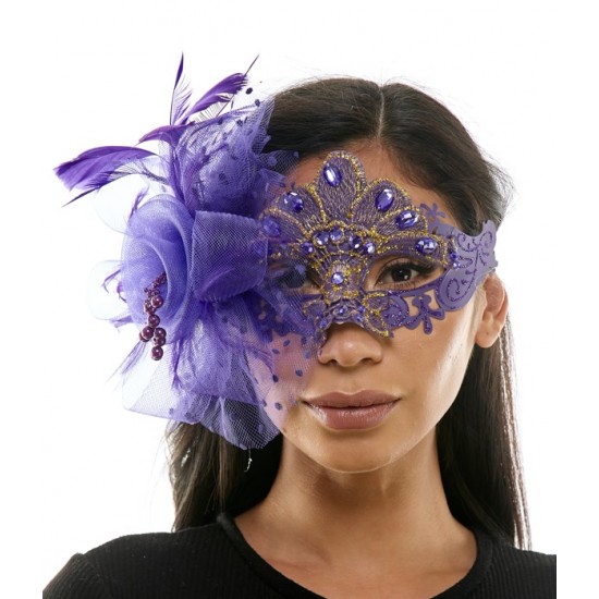 Purple Gemstone Fascinator Mask