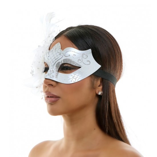White Fascinator Mask White Fascinator Mask