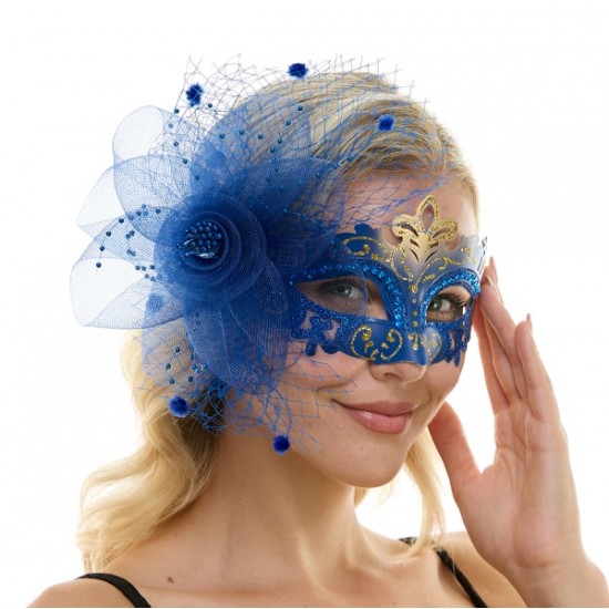 Blue Crown Fascinator Mask
