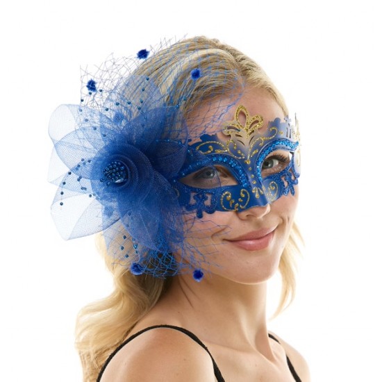 Blue Crown Fascinator Mask