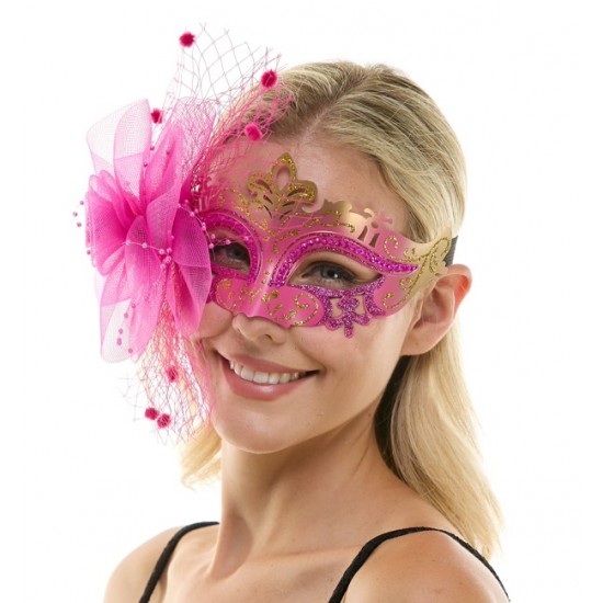 Hot Pink Crown Fascinator Mask